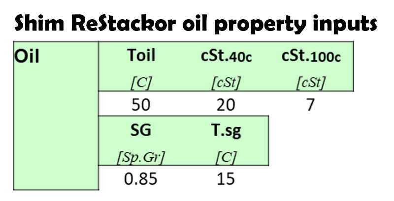 Oil viscosity inputs